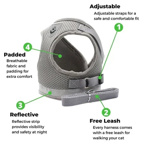 PurrStride™ | Adjustable Luminous Cat Harness – Breathable Freedom for Felines