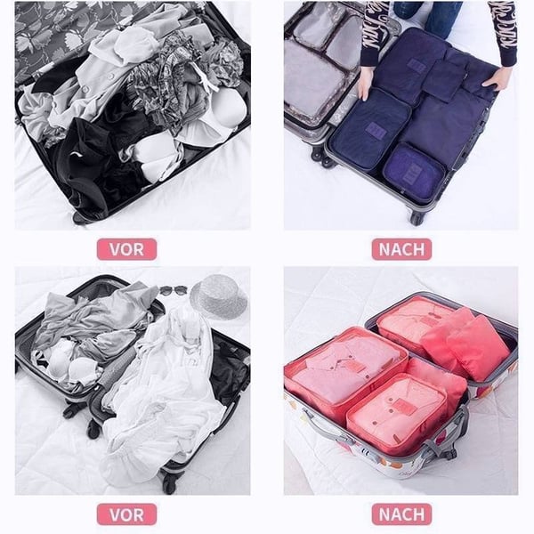 TravelEase™ | Set van 6 draagbare bagagekubussen