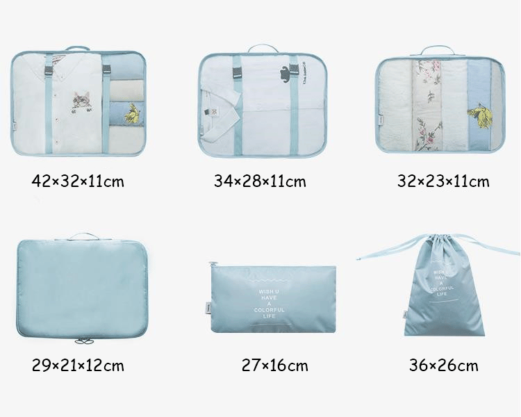 TravelEase™ | Set van 6 draagbare bagagekubussen