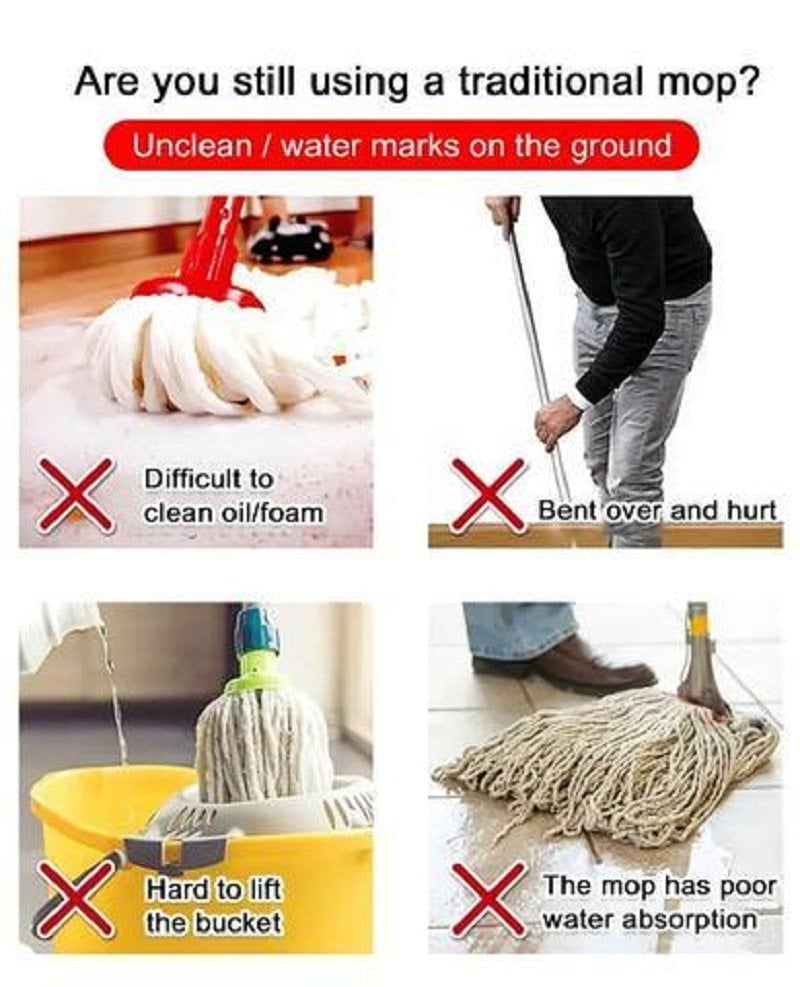 SwiftClean Pro | 360° roterende, verstelbare vloerwisser