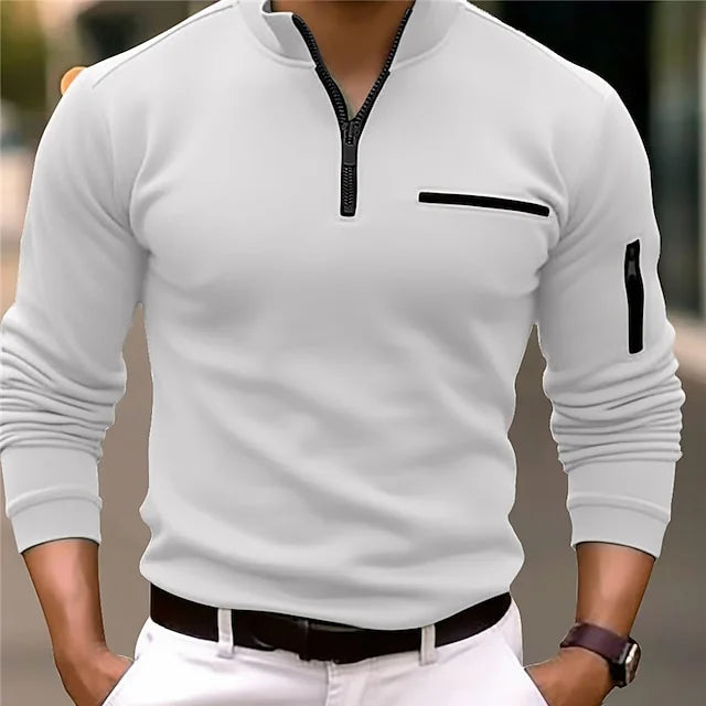 MotionEdge | Heren Performance Polo met opstaande kraag, lange mouwen en rits