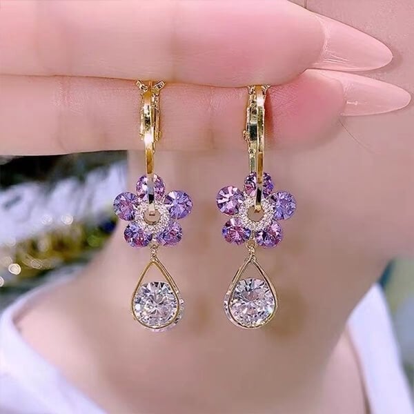 FloraLuxe™ | Elegant Floral Earrings with Sparkling Stones