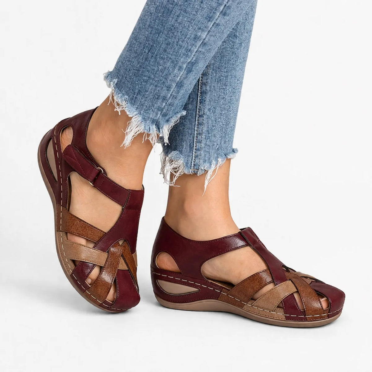 Tessa | Orthopedic Leather Wedge Sandals with Arch Support for Women