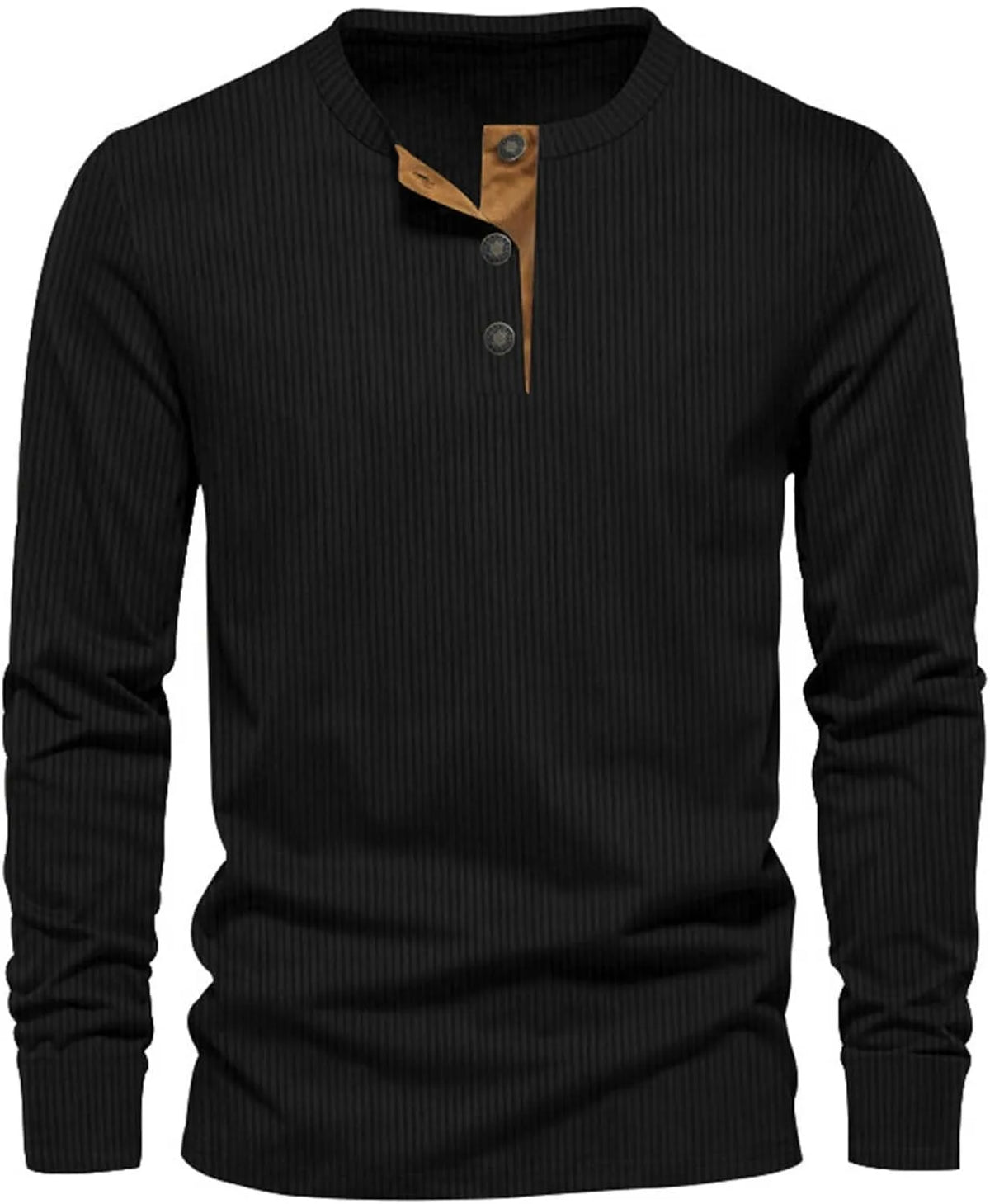 Dennis | Ribbed Long-Sleeve Henley Shirt for Men