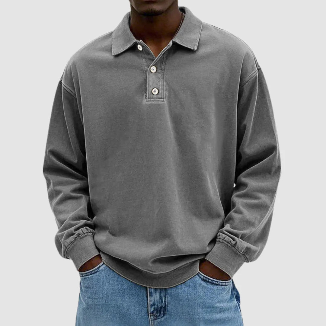 Seth | Men's Vintage Wash Long Sleeve Polo Jumper