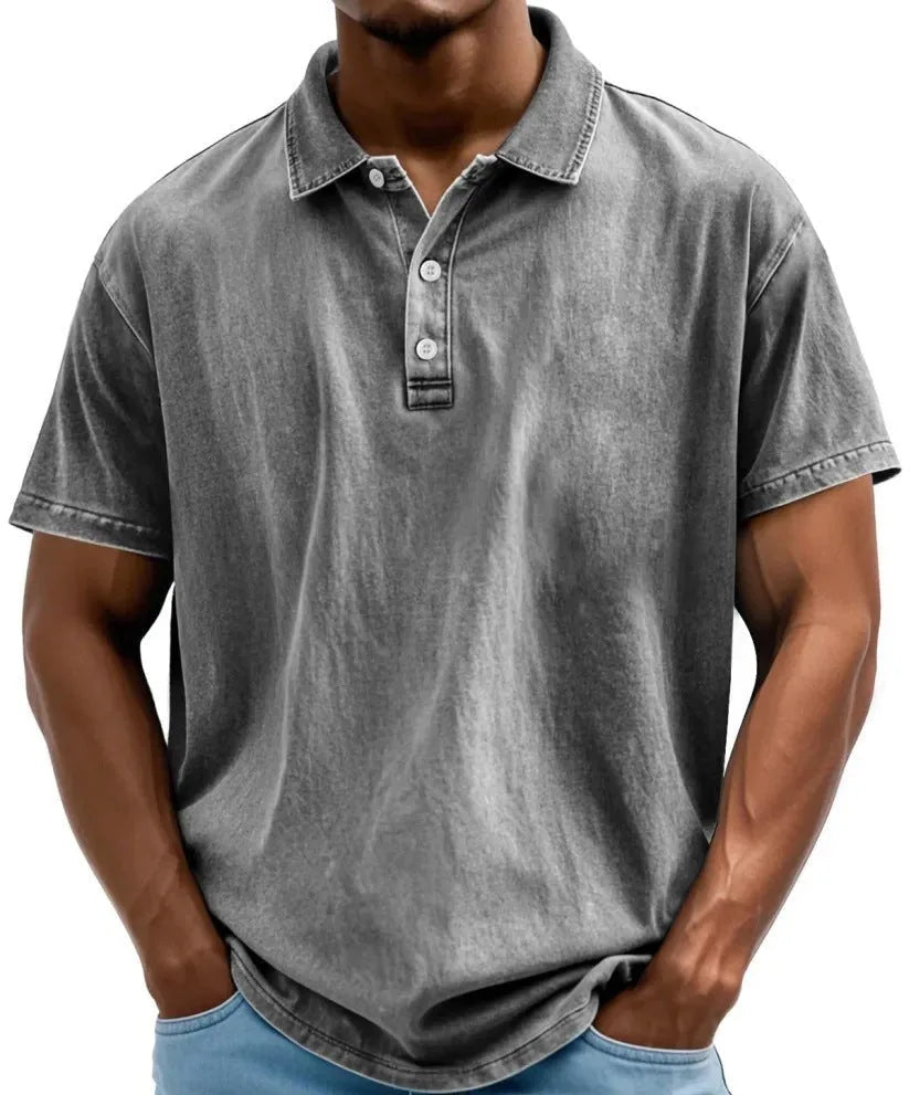 David | Men's Vintage Washed Cotton Polo Shirt