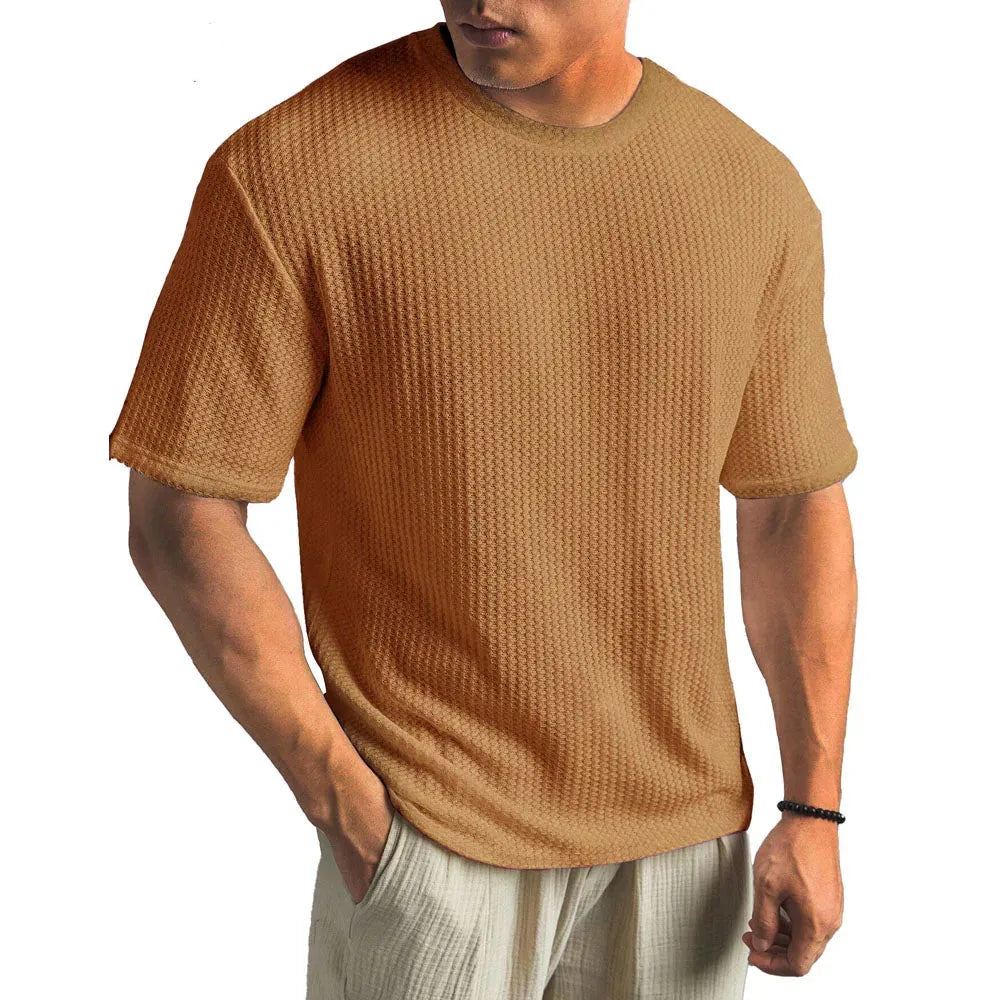 Ryan | Men's Waffle-Knit Textured Crew Neck T-Shirt