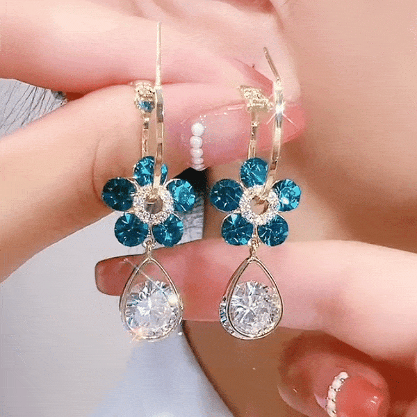 FloraLuxe™ | Elegante bloemenoorbellen met fonkelende stenen