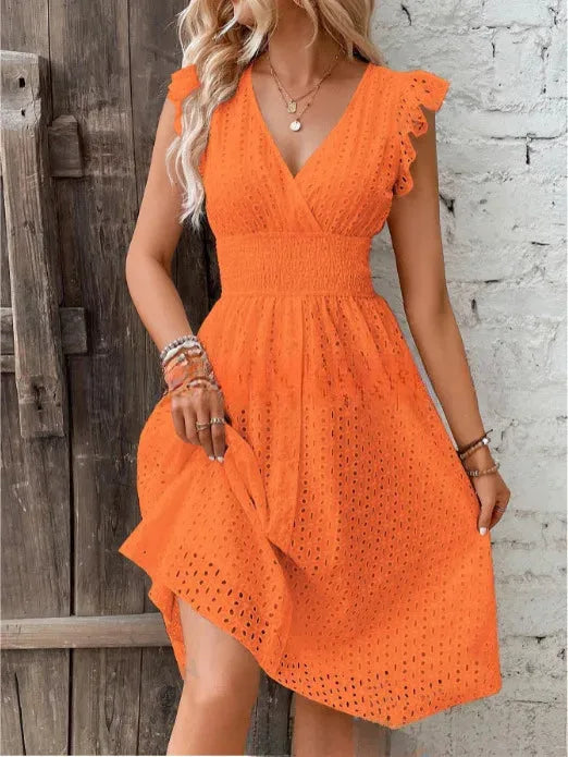 Broderie Anglaise Midi Dress with Smocked Waist for Women image 9