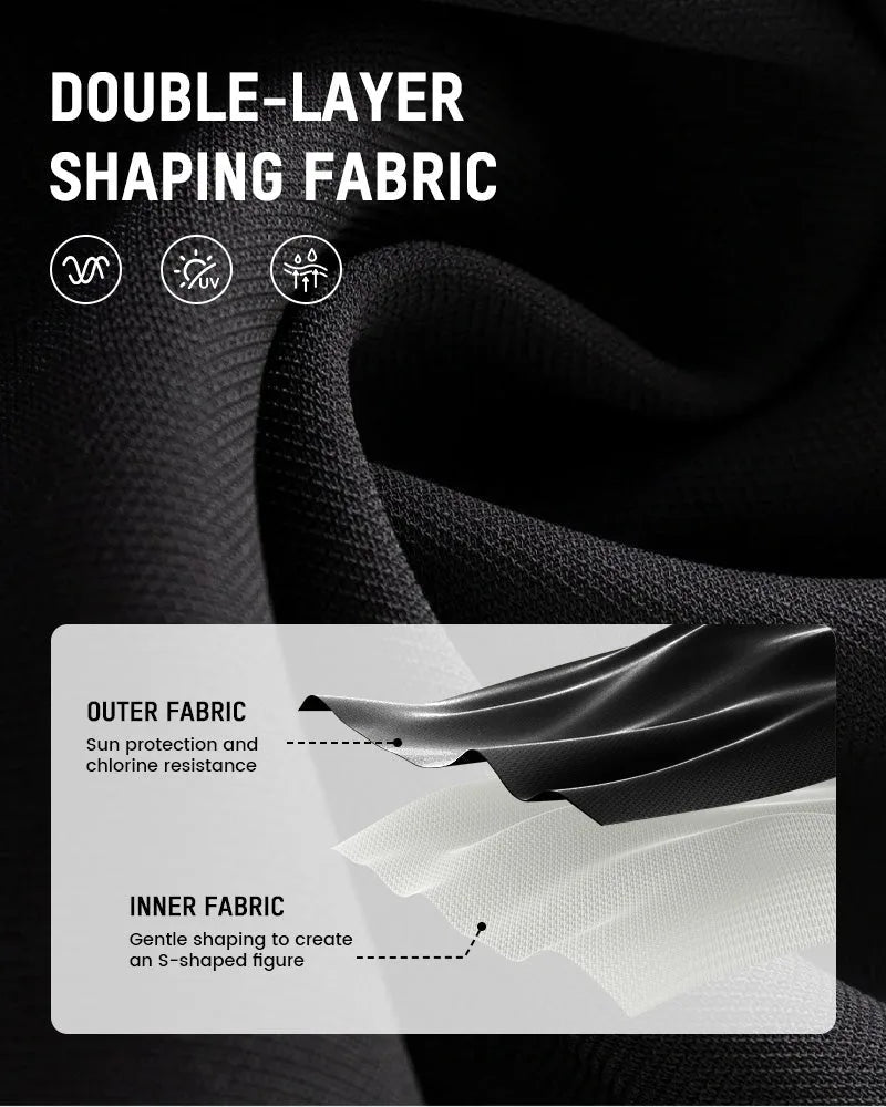 Close-up texture shot of the black double-layer fabric showing the smooth outer layer peeling back from the textured inner lining