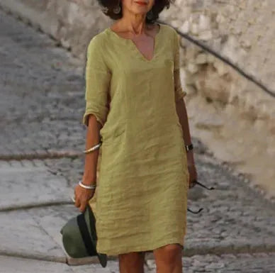 Linen-Look V-Neck Shift Dress for Women image 14