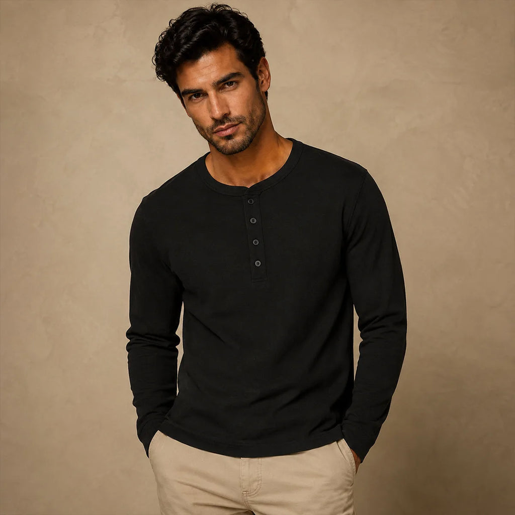 Men's Long Sleeve Cotton Henley Shirt image 10