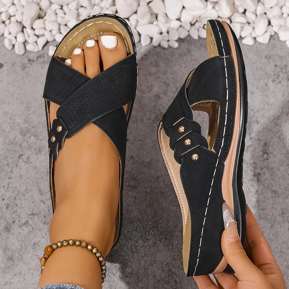 Orthopedic Criss-Cross Wedge Sandals for Women image 11