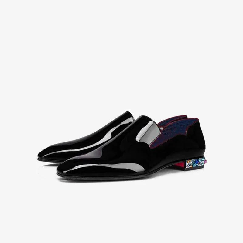Men's Patent Leather Crystal Loafers with Jewelled Heel image 9