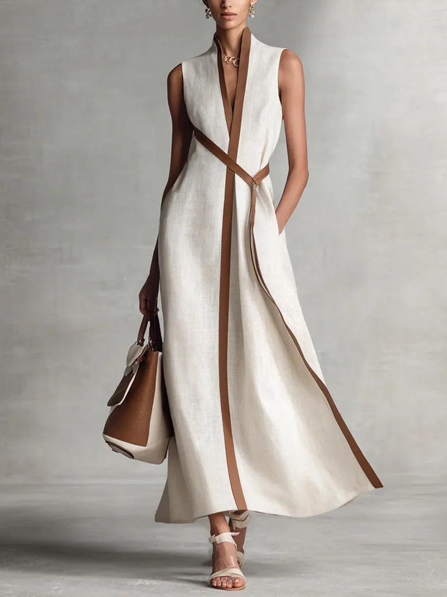Rosemary | Sleeveless Contrast-Trim Maxi Dress for Women