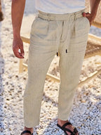 Tapered Linen-Blend Drawstring Pants for Men image 21
