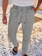 Tapered Linen-Blend Drawstring Pants for Men image 24