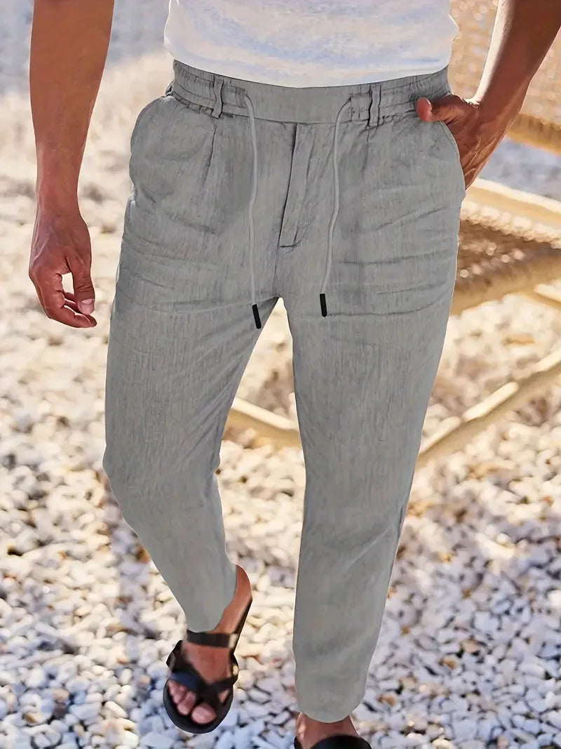 Tapered Linen-Blend Drawstring Pants for Men image 24