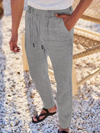 Tapered Linen-Blend Drawstring Pants for Men image 25