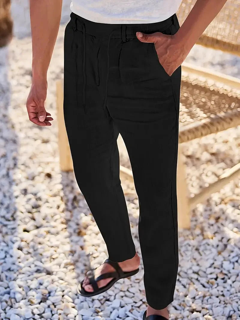 Tapered Linen-Blend Drawstring Pants for Men image 31