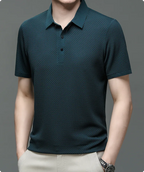 Textured Basket-Weave Button-Up Polo Shirt for Men image 10