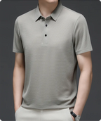 Textured Basket-Weave Button-Up Polo Shirt for Men image 13