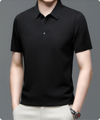 Textured Basket-Weave Button-Up Polo Shirt for Men image 9