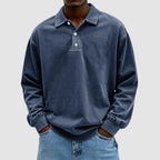 Men's Vintage Wash Long Sleeve Polo Jumper image 10